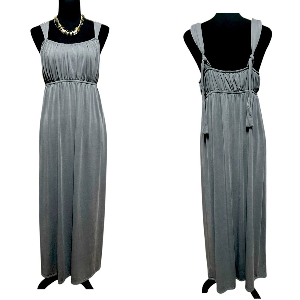 Gray Maxi Dress with adjustable straps, EUC, Size L (12-14)